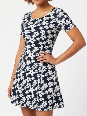 H&M Black Daisy Floral Skater Mini Dress Festival